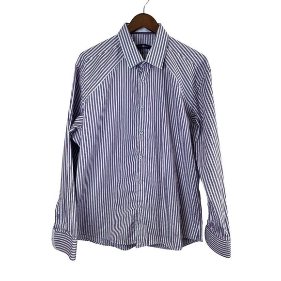 Stone Rose Other - Stone Rose Black Rivet Collection Purple Stripe Button Up Dress Shirt Size 5
